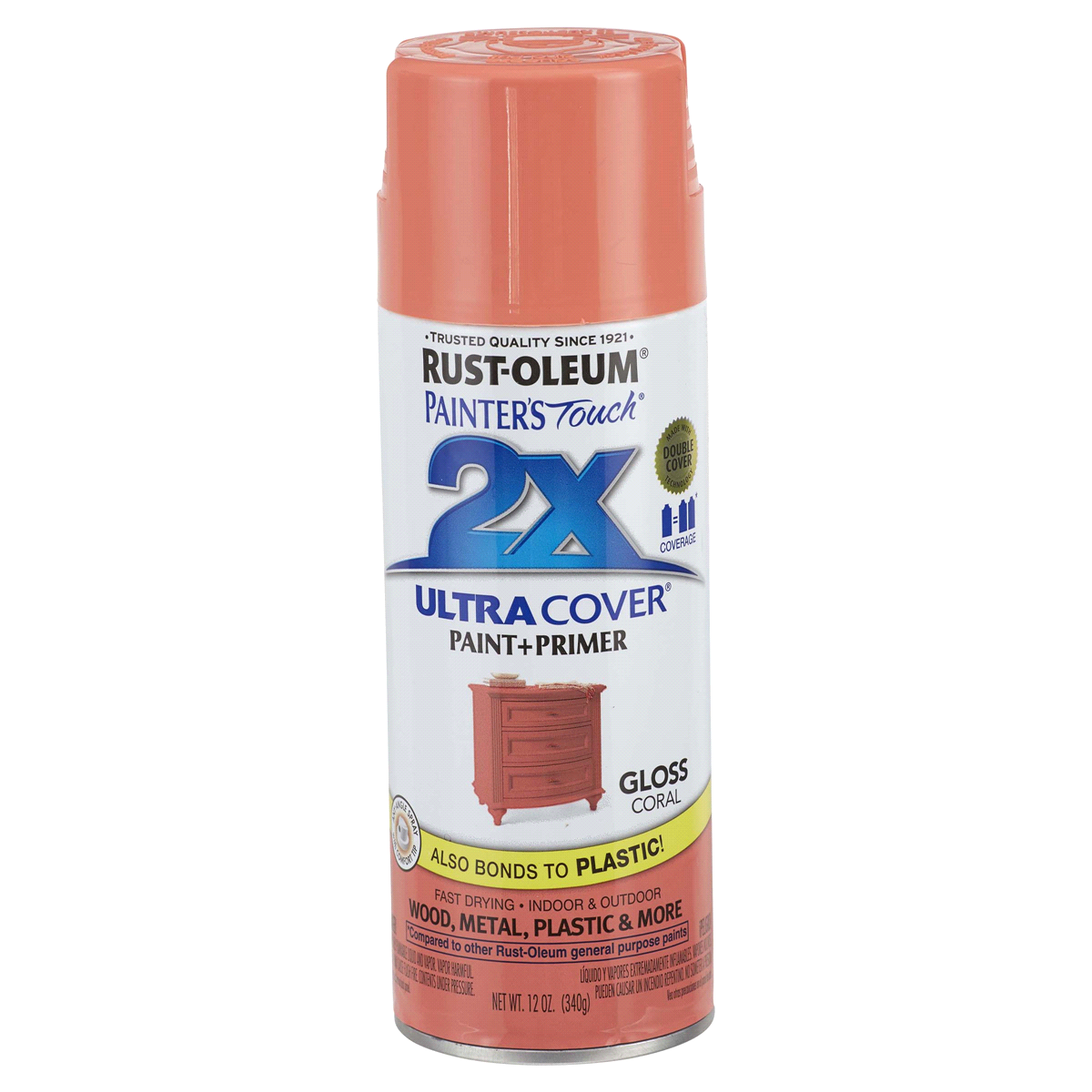 slide 1 of 1, Rust-Oleum Painters Touch 2X Ultra Cover Spray Paint - 283189, Gloss Coral, 12 oz
