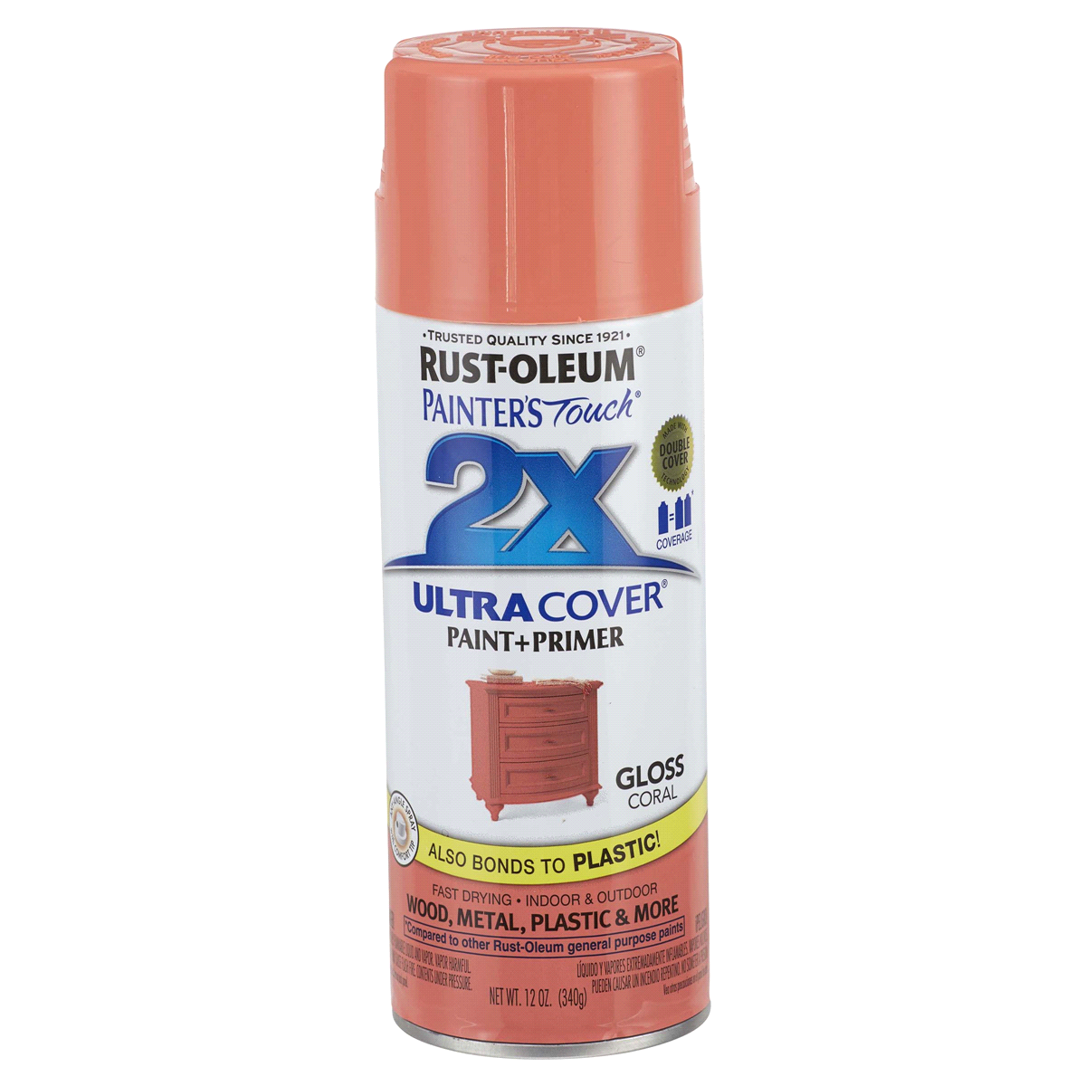 slide 1 of 9, Rust-Oleum Painters Touch 2X Ultra Cover Spray Paint - 283189, Gloss Coral, 12 oz