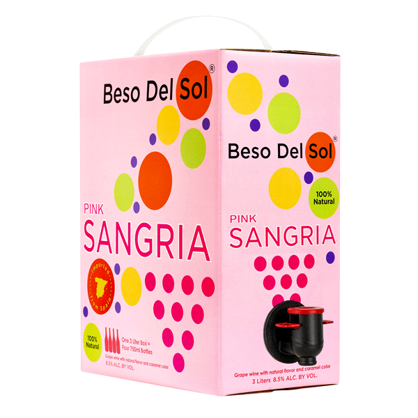 slide 1 of 2, Beso Del Sol Pink Sangría, 3 liter