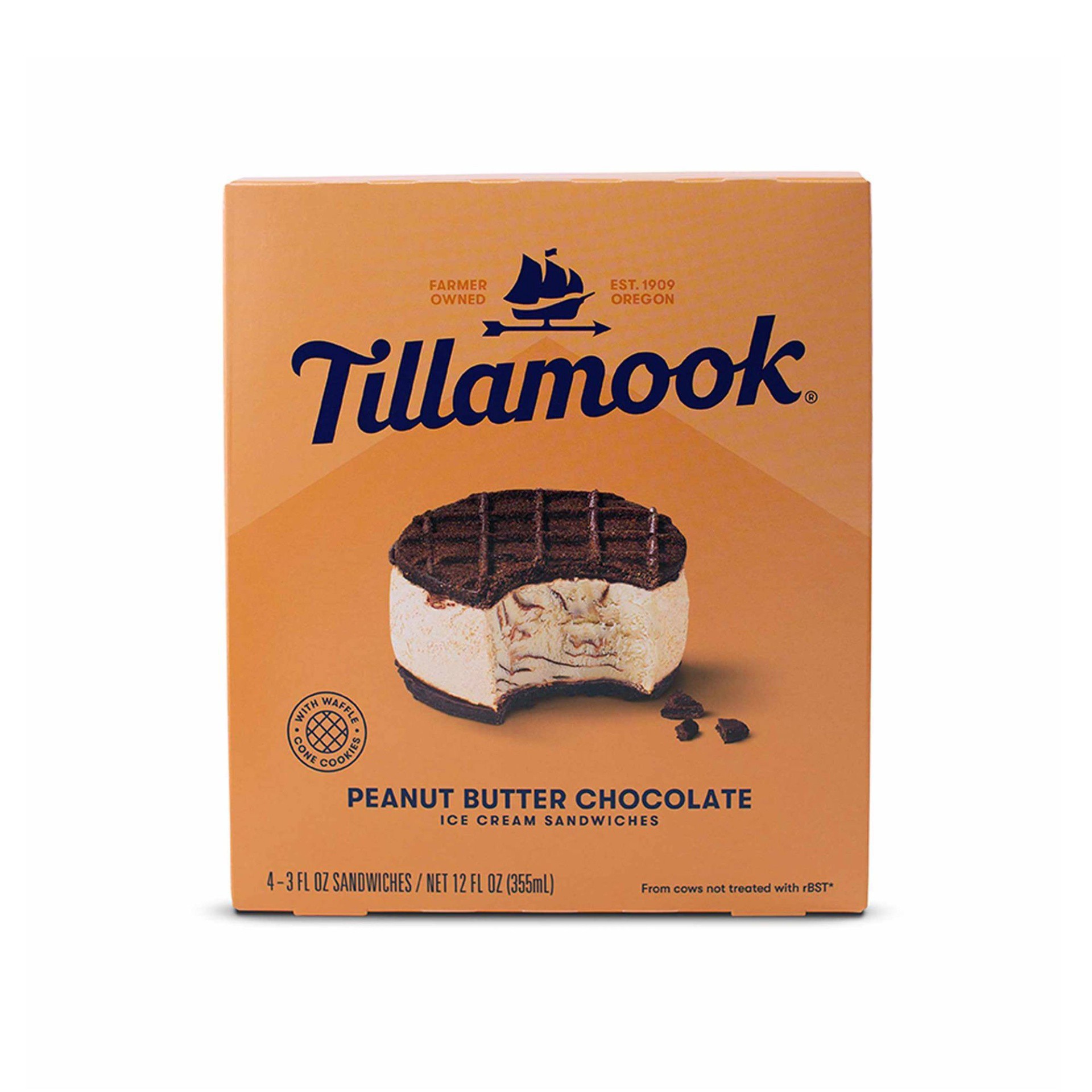 slide 1 of 6, Tillamook Peanut Butter Chocolate Ice Cream Sandwich - 12oz/4ct, 4 ct; 12 oz