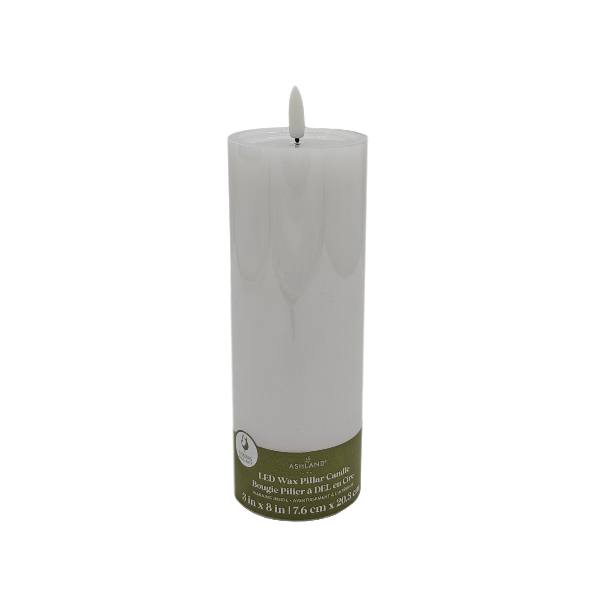 slide 2 of 3, 3" X 8" Led Wax Pillar Flickering Candle By Ashland, 3 in x 8 in