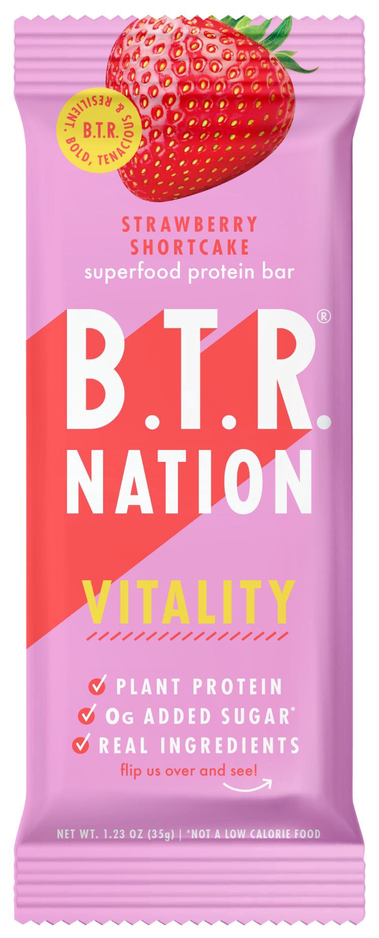 slide 1 of 1, B.T.R. Bar Strawberry Shortcake Superfood Protein Bar, 1.23 oz