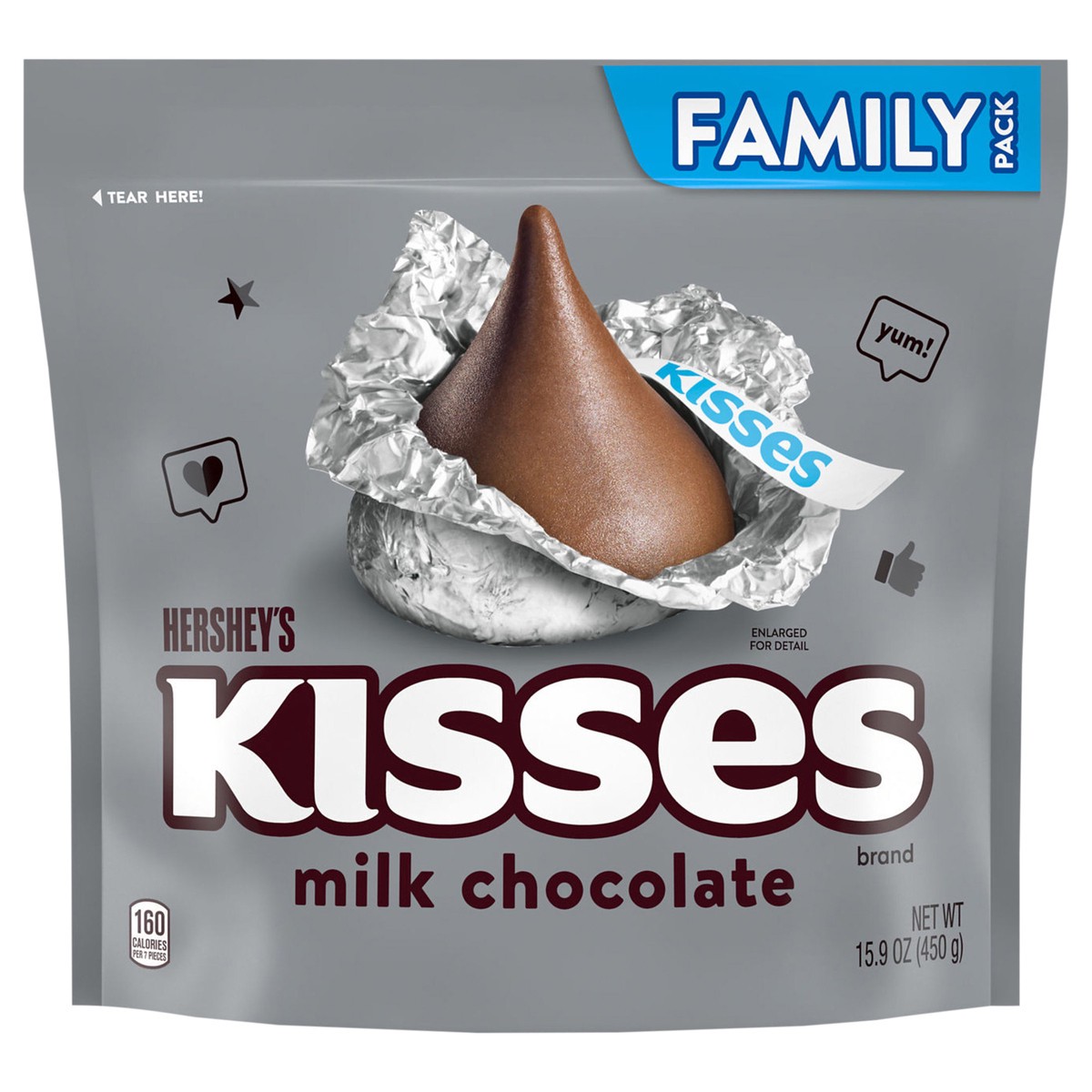 slide 1 of 8, Hershey's Kisses Milk Chocolate Candy Family Pack, 15.9 oz, 15.9 oz