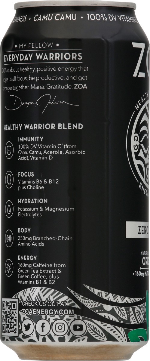 slide 5 of 11, ZOA Zero Sugar Original Energy Drink - 16 fl oz, 1 ct