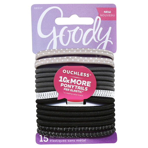 slide 1 of 2, Goody Ouchless Elastic Ponytails Non Metal, Midnight Sparkle, 15 ct