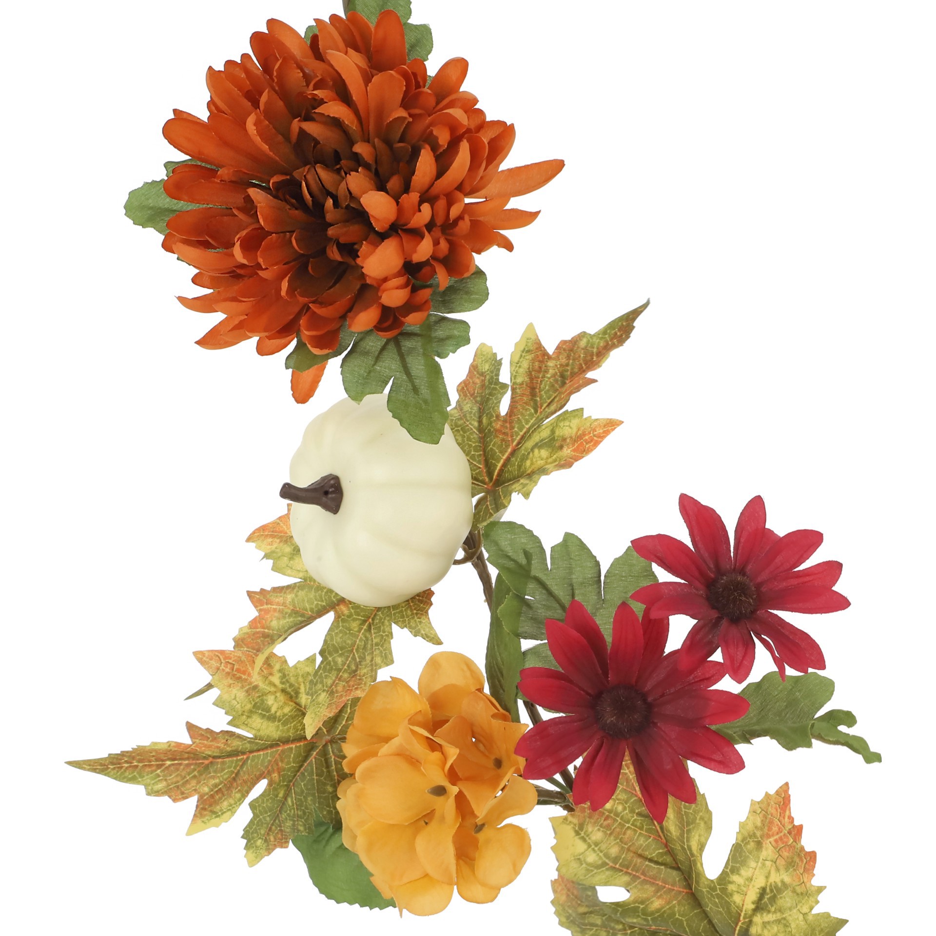 slide 3 of 3, 6ft. Orange & Yellow Mum, Hydrangea & Pumpkin Garland By Ashland, 6 ft