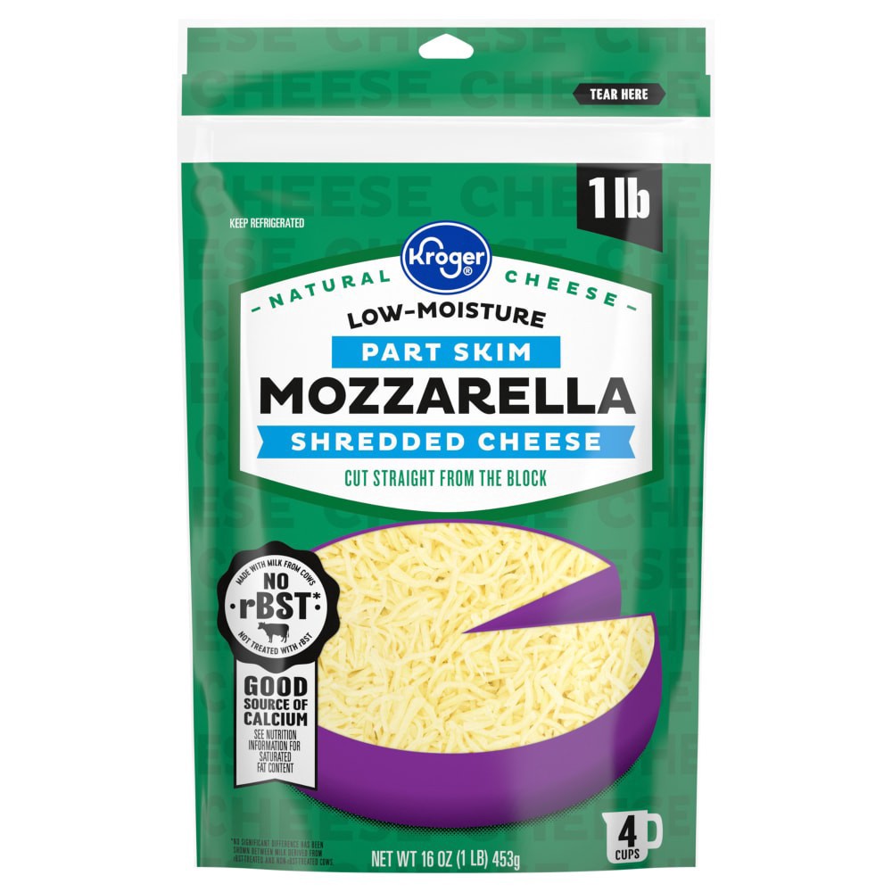 slide 1 of 1, Kroger® Low Moisture Part Skim Mozzarella Shredded Cheese, 16 oz