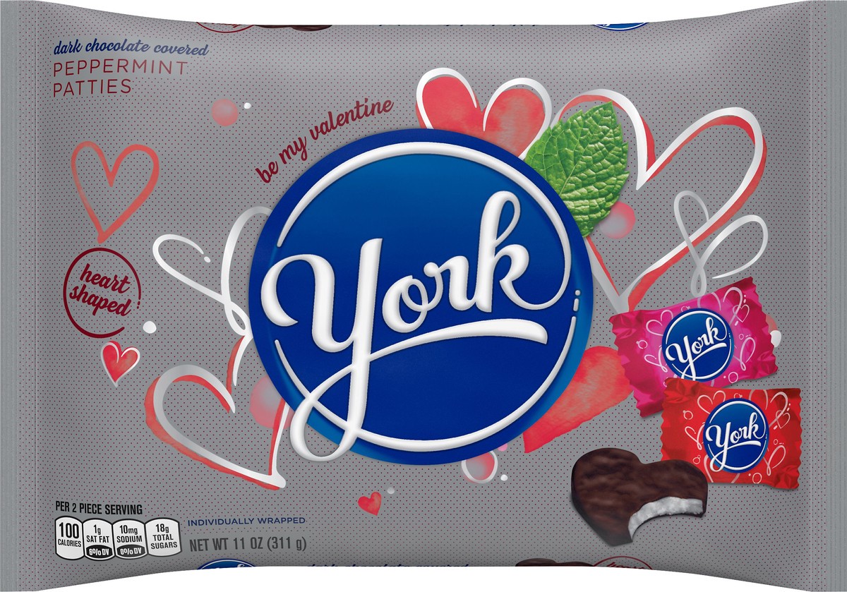 slide 3 of 3, York Heart Shaped Dark Chocolate Covered Peppermint Patties 11 oz, 11 oz