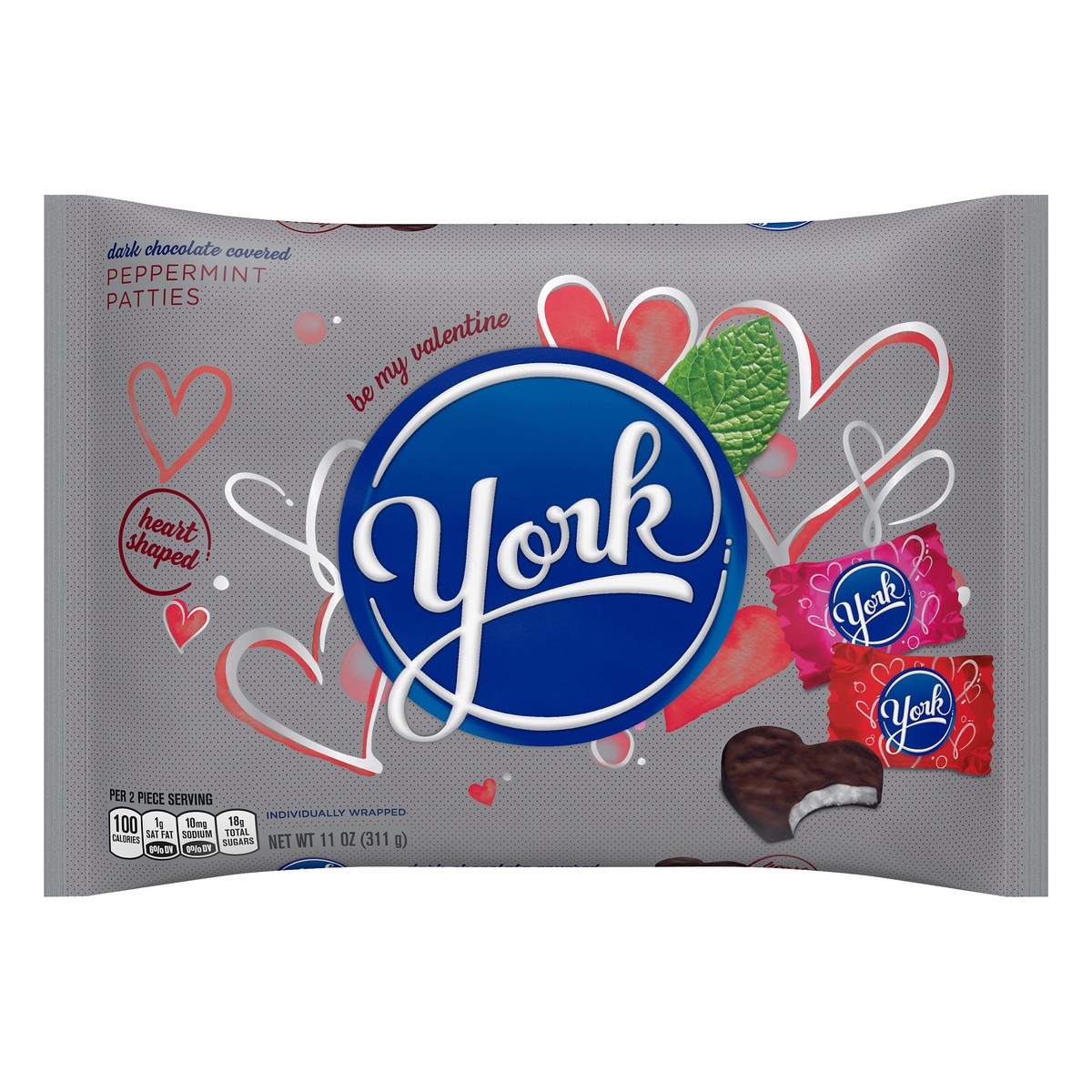 slide 1 of 3, York Heart Shaped Dark Chocolate Covered Peppermint Patties 11 oz, 11 oz