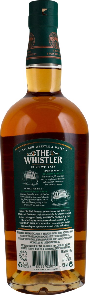 slide 3 of 3, The Whistler Triple Distilled Oloroso Sherry Cask Finish Irish Whiskey 700 ml, 700 ml