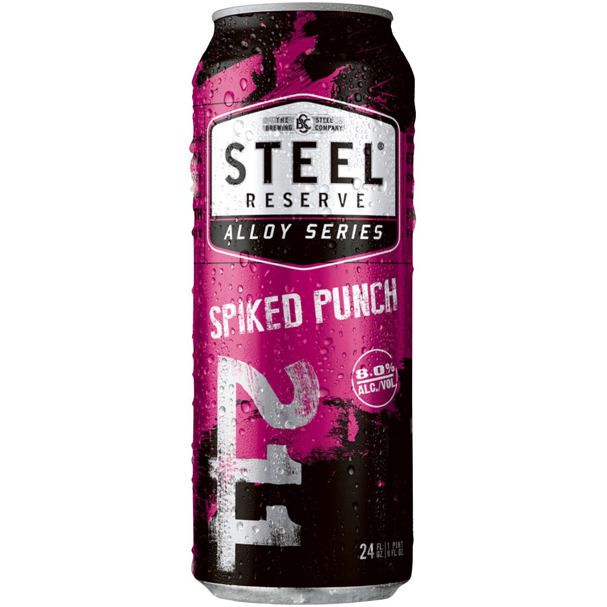 slide 2 of 2, Steel Reserve Spiked Punch, Alloy Series, Flavored Malt Beverage, 24 fl. oz. Can, 8% ABV, 24 fl oz