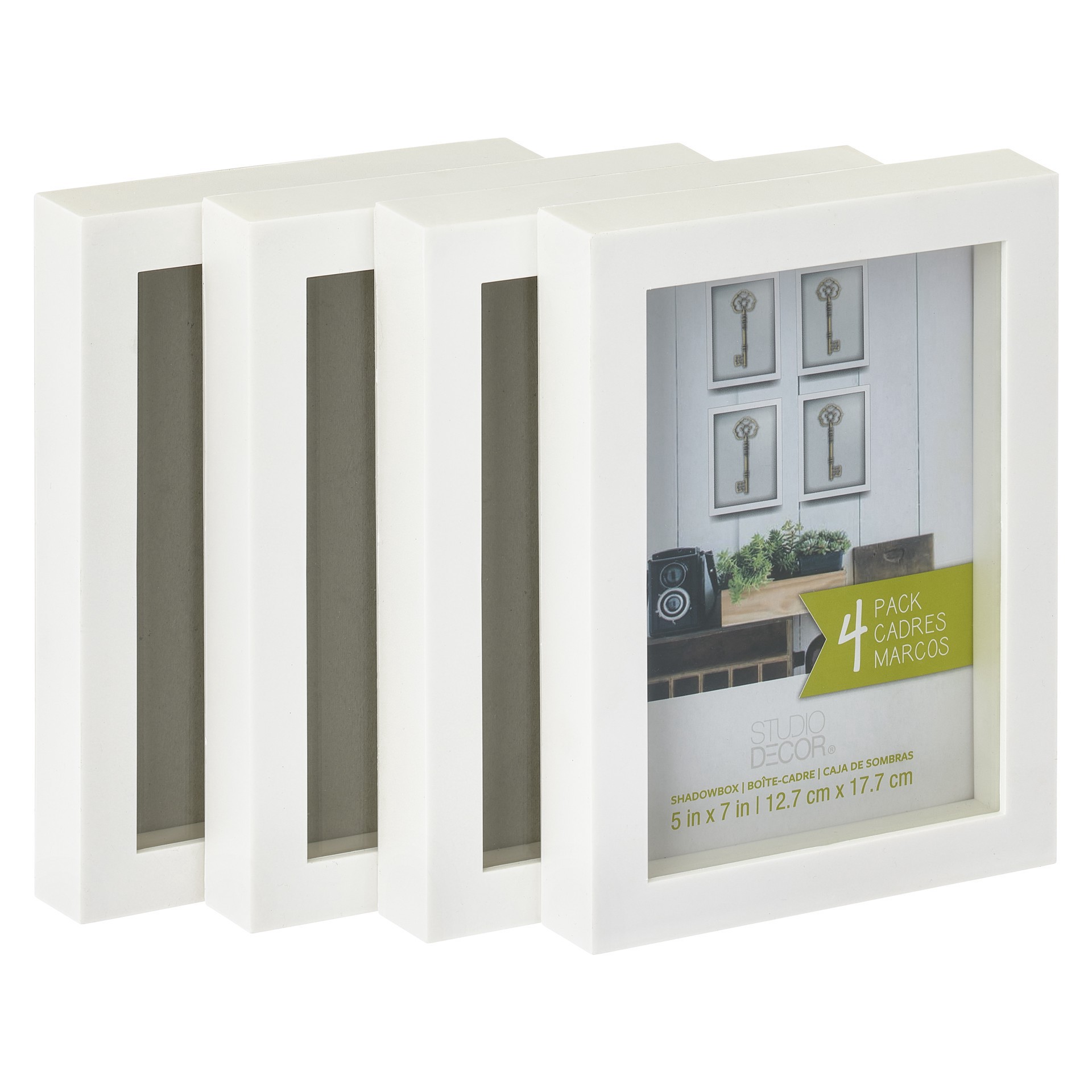 slide 2 of 3, 4 Pack 5" X 7" White Shadow Box By Studio Decor, 5 in x 7 in