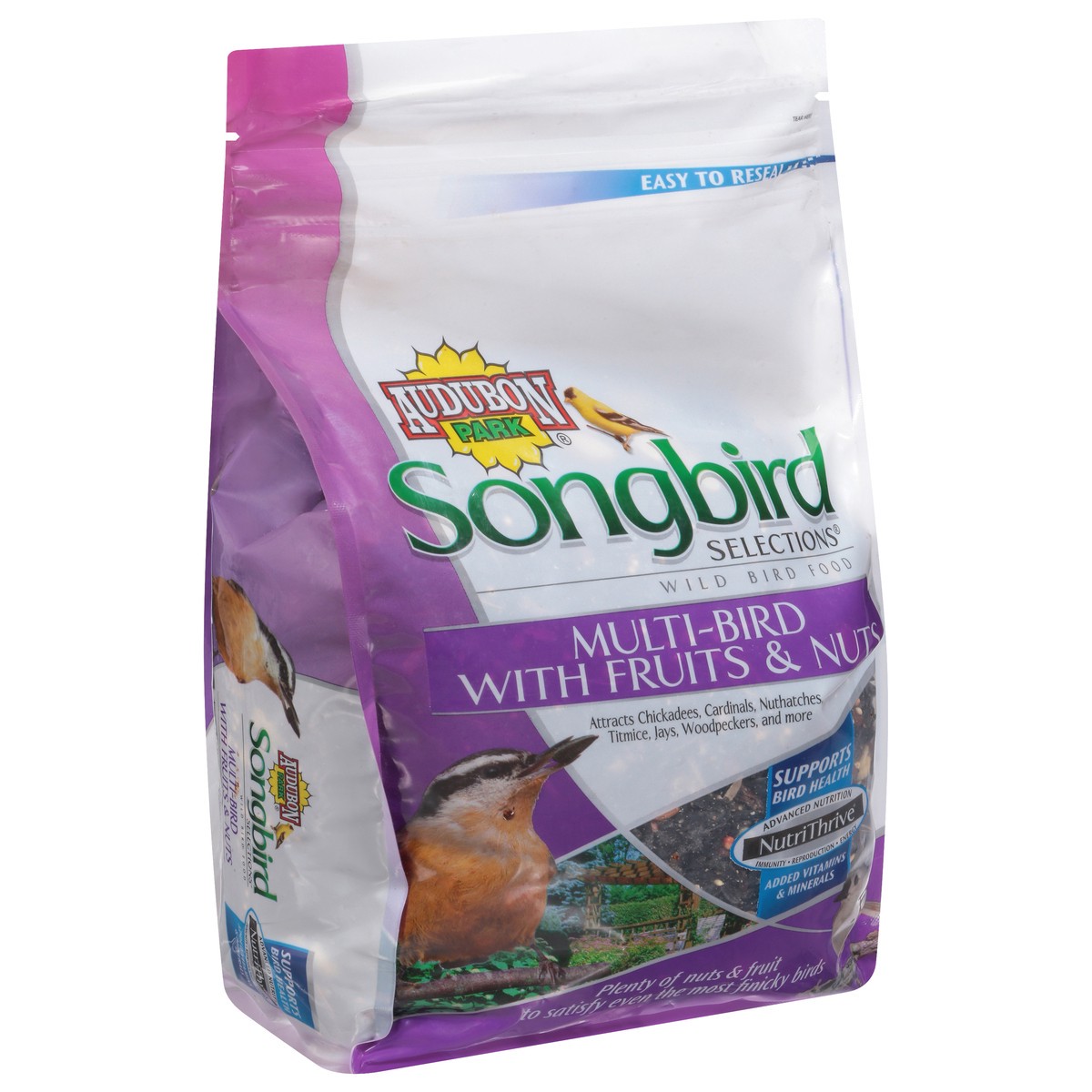 slide 6 of 9, Audubon Park Songbird Selections Wild Multi-Bird with Fruits & Nuts Bird Food 5 lb, 5 lb