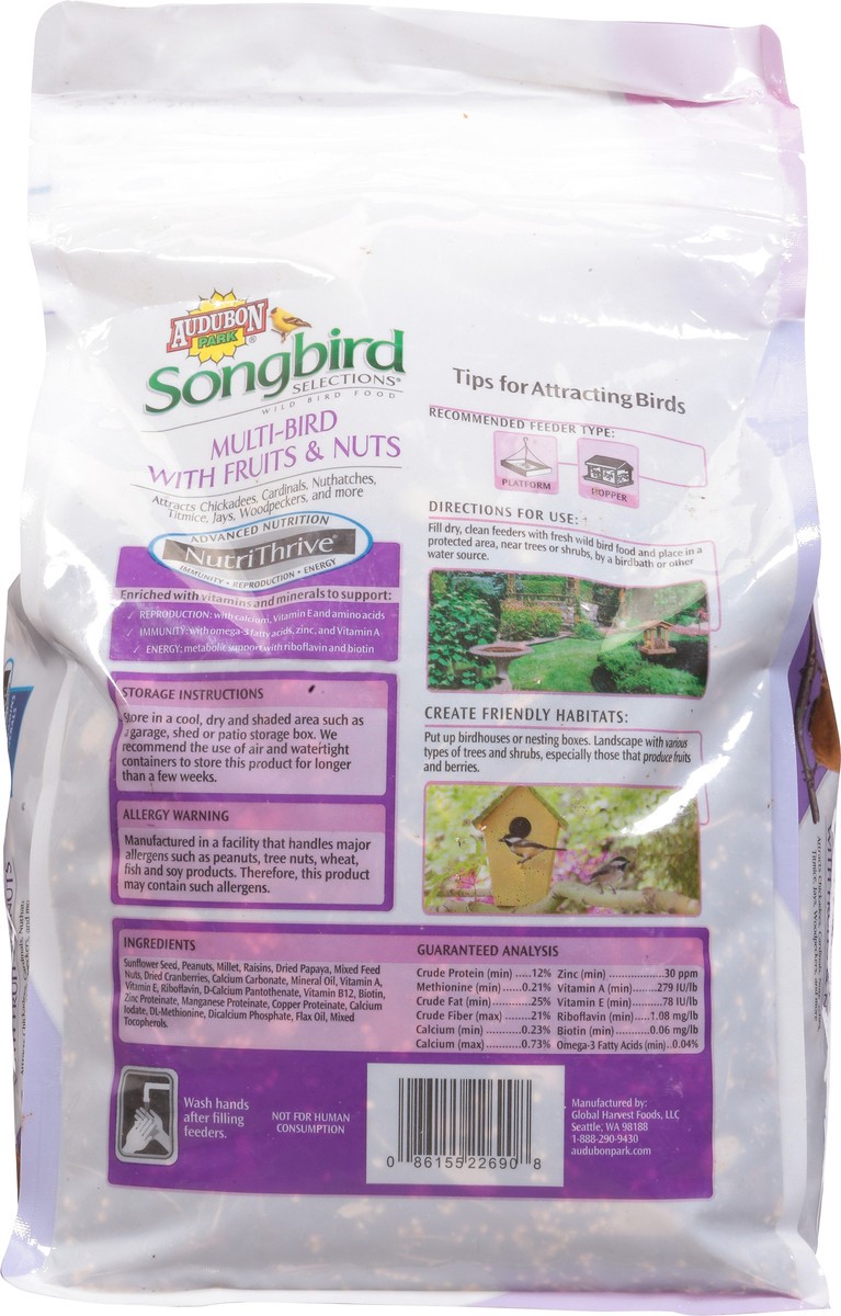 slide 5 of 9, Audubon Park Songbird Selections Wild Multi-Bird with Fruits & Nuts Bird Food 5 lb, 5 lb