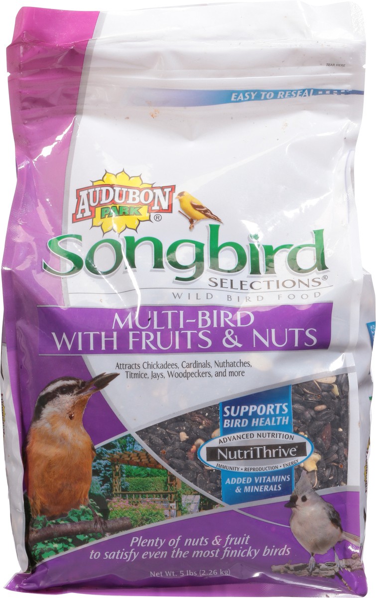 slide 4 of 9, Audubon Park Songbird Selections Wild Multi-Bird with Fruits & Nuts Bird Food 5 lb, 5 lb
