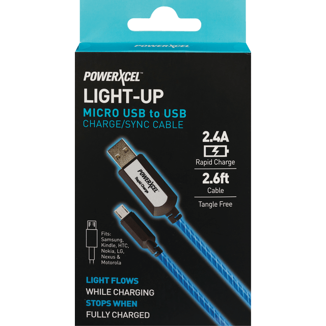 slide 1 of 1, Deluxe Lighted Micro Usb Cable-Blue, 1 ct