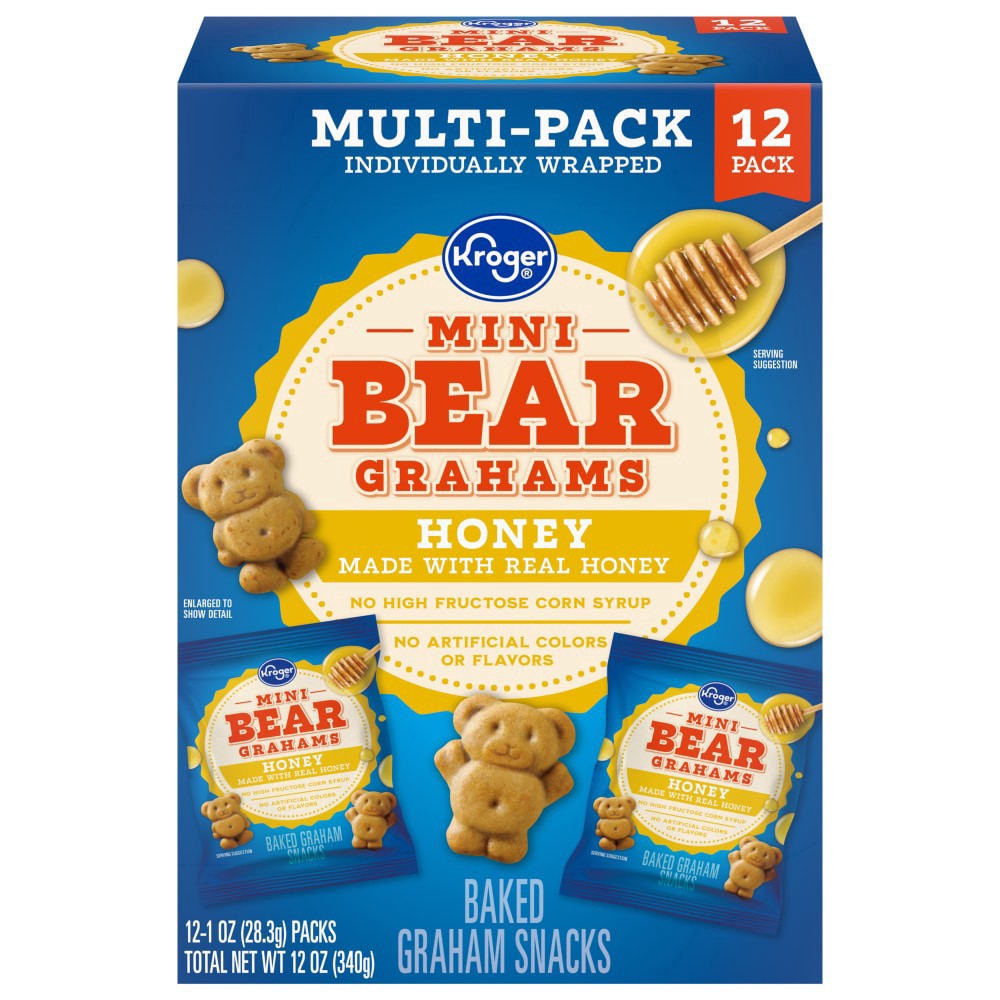 slide 1 of 4, Kroger Mini Honey Bear Grahams Multipack - 12 ct; 1 oz, 12 ct; 1 oz