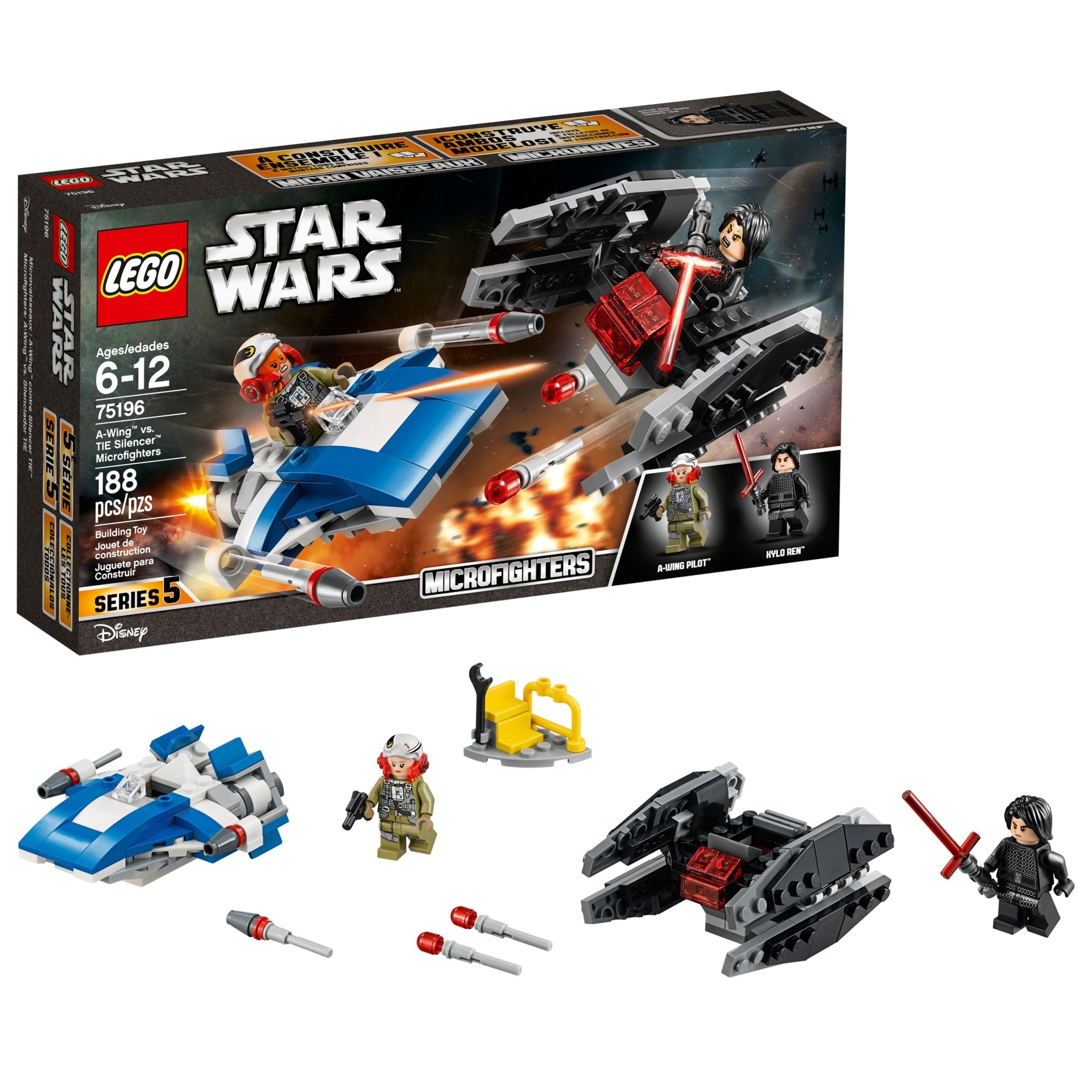 slide 1 of 1, LEGO Star Wars A-Wing Vs. TIE Silencer Microfighters, 1 ct