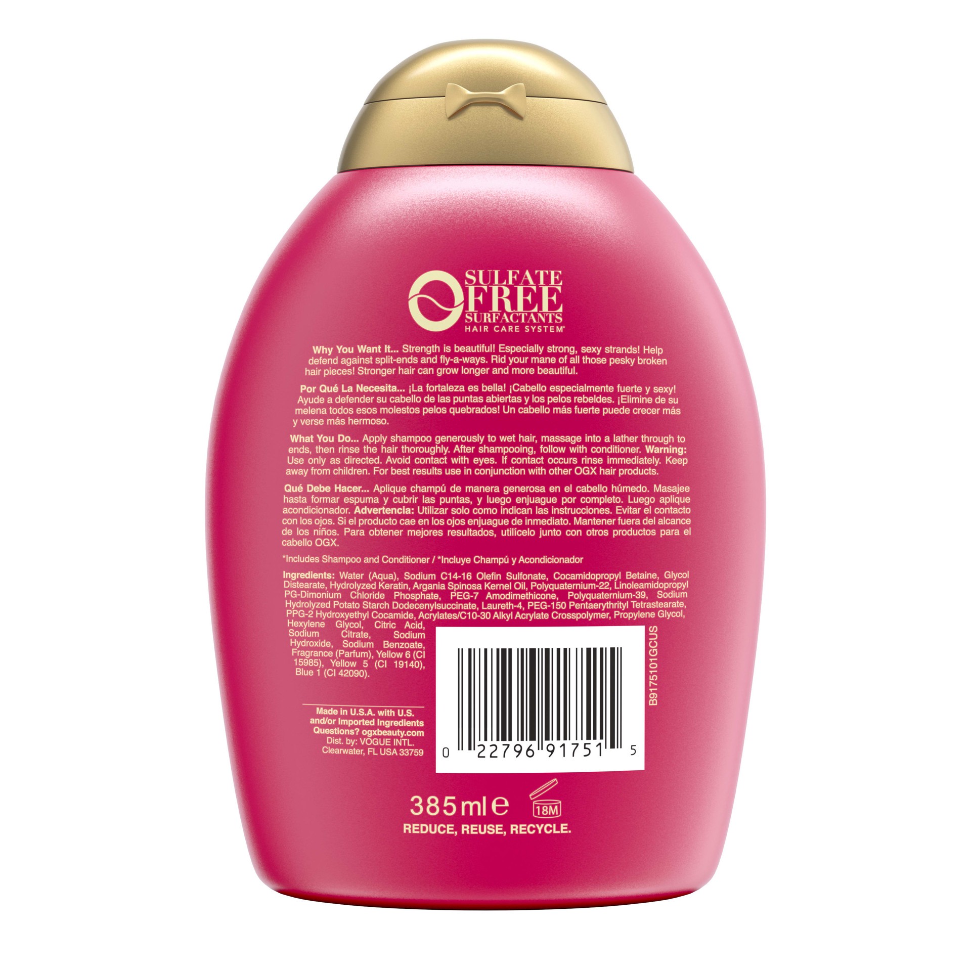 slide 8 of 9, OGX Anti-Breakage + Keratin Oil Fortifying Anti-Frizz Shampoo for Damaged Hair & Split Ends, with Keratin Proteins & Argan Oil, Paraben-Free, Sulfate-Free Surfactants, 13 fl oz