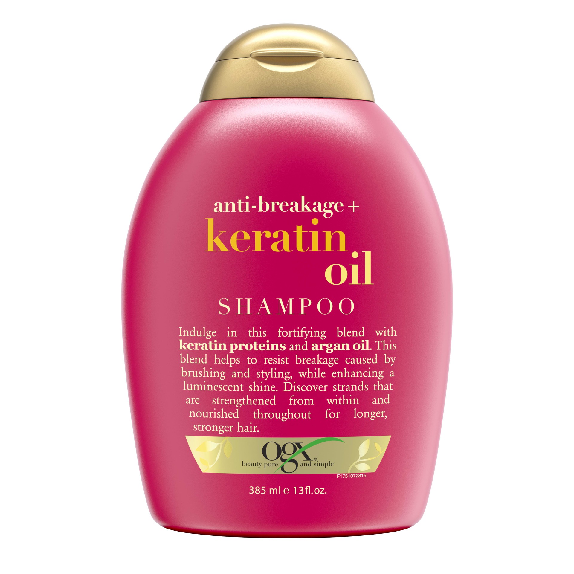 slide 2 of 9, OGX Anti-Breakage + Keratin Oil Fortifying Anti-Frizz Shampoo for Damaged Hair & Split Ends, with Keratin Proteins & Argan Oil, Paraben-Free, Sulfate-Free Surfactants, 13 fl oz