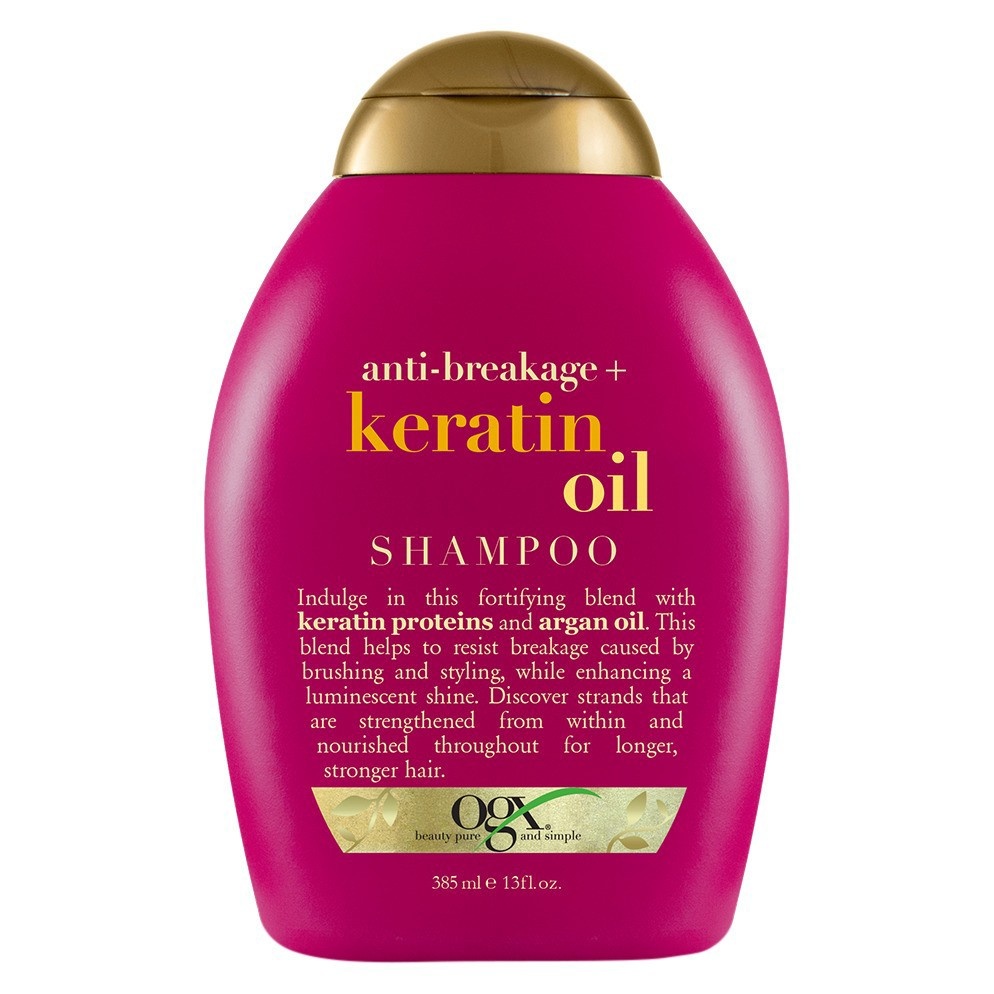 slide 1 of 1, OGX Anti-Breakage + Keratin Oil Fortifying Anti-Frizz Shampoo for Damaged Hair & Split Ends - 13 fl oz, 13 fl oz