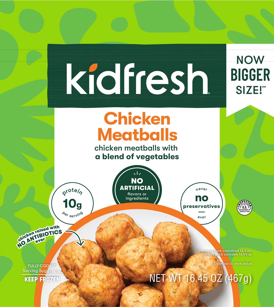 slide 1 of 3, Kidfresh Chicken Meatballs, 16.45 oz