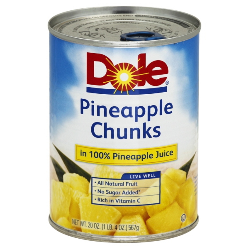 slide 1 of 1, Dole Pineapple Chunks In Juice, 20 oz