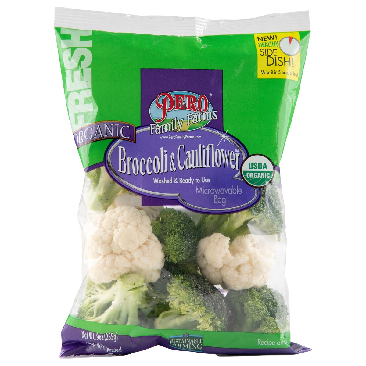 slide 4 of 13, Pero Family Farms Organic Broccoli & Cauliflower, 9 oz