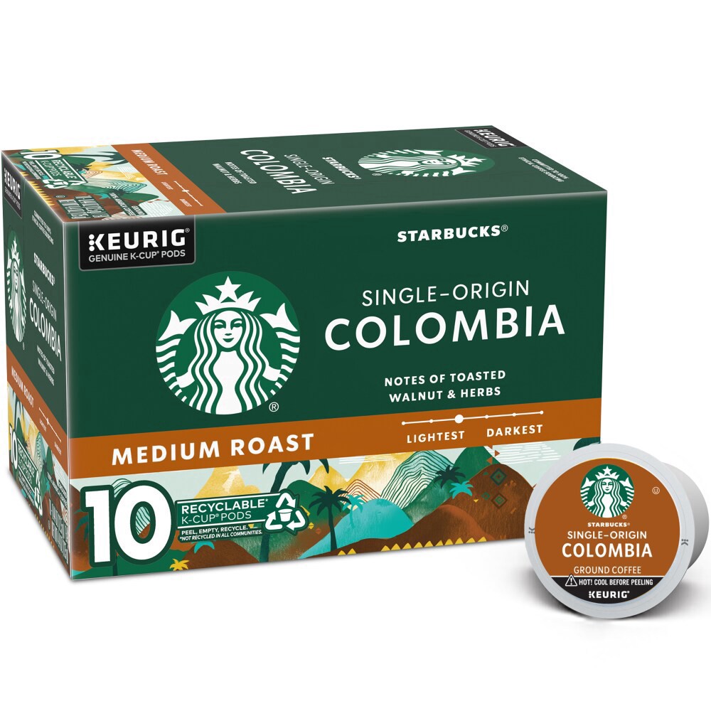 slide 5 of 6, Starbucks Medium Roast Ground Colombia Coffee K-Cups, 10 ct