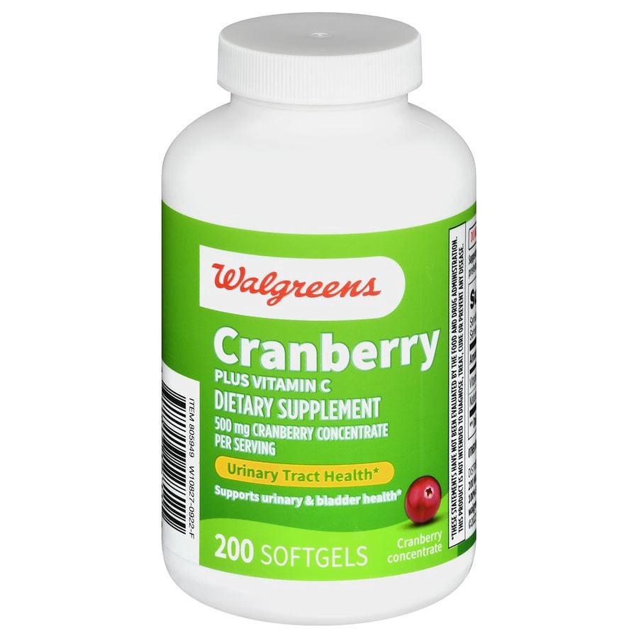 slide 1 of 1, Walgreens Cranberry 500 mg Plus Vitamin C Softgels, 200 ct