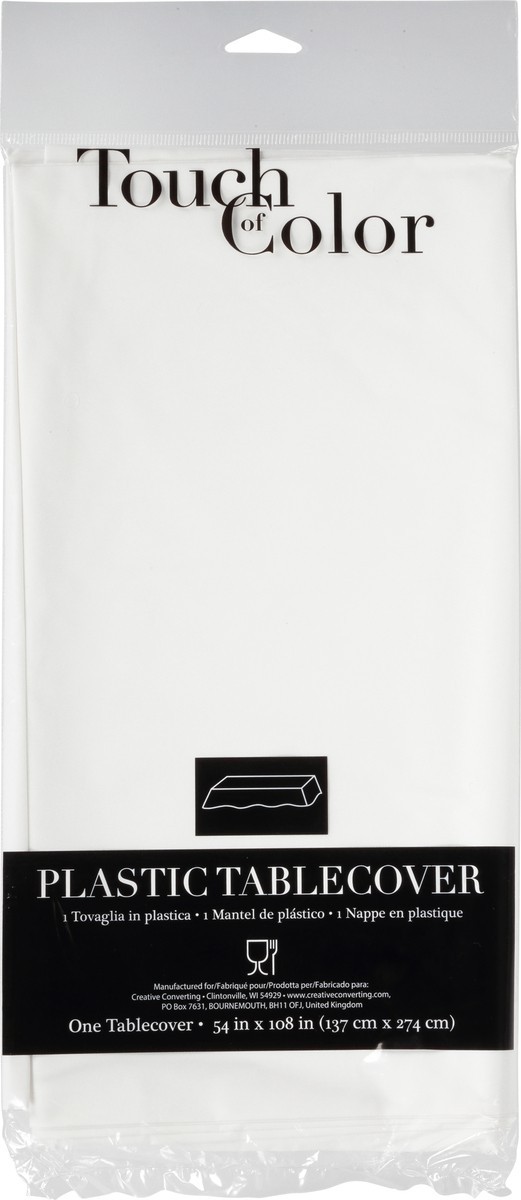slide 1 of 11, Touch of Color White Plastic Tablecover 1 ea, 1 ct