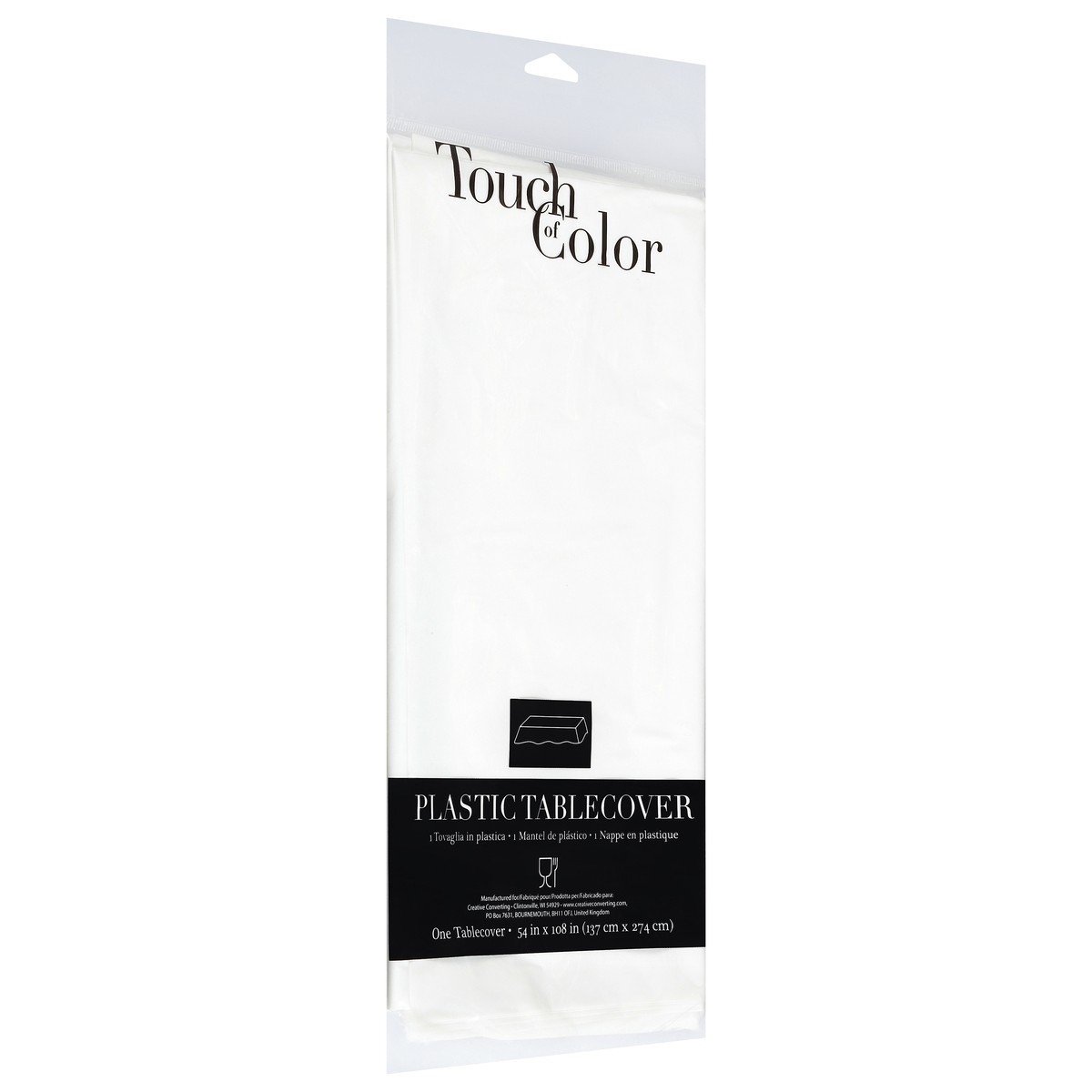 slide 4 of 11, Touch of Color White Plastic Tablecover 1 ea, 1 ct