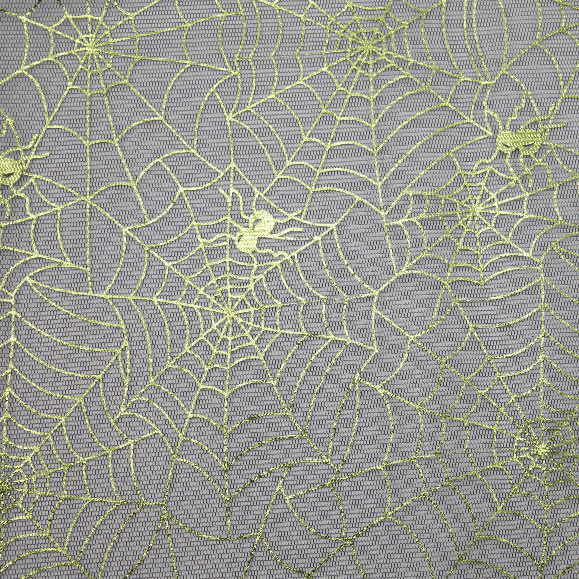 slide 4 of 4, Wyla Black & Green Web Printed Mesh, 60 in