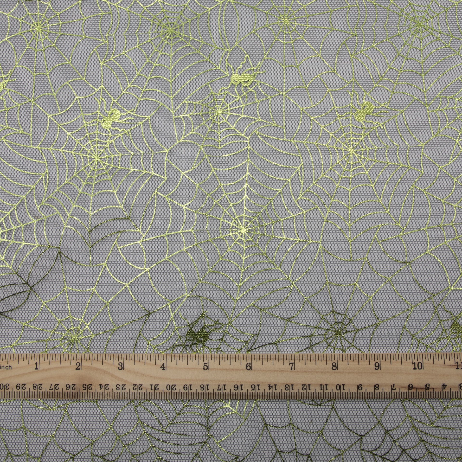 slide 2 of 4, Wyla Black & Green Web Printed Mesh, 60 in