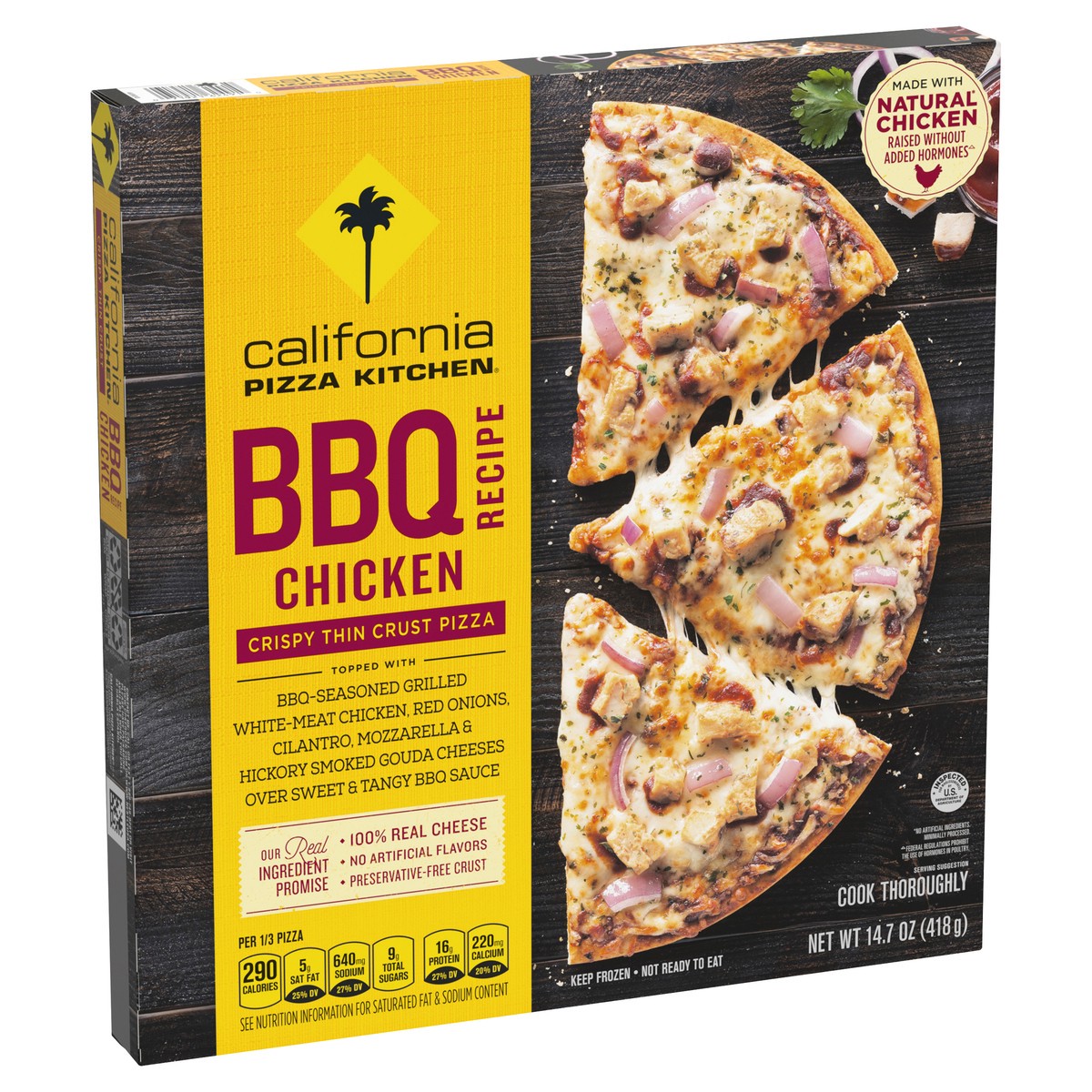 slide 1 of 8, California Pizza Kitchen BBQ Chicken Recipe Crispy Thin Crust Frozen Pizza 14.7 oz. Box, 14.7 oz