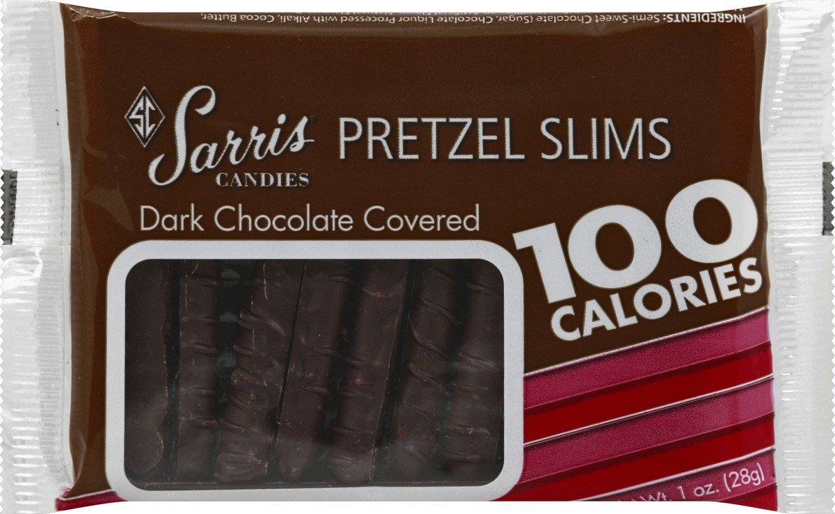 slide 1 of 6, Sarris Candies Sarris Pretzel Slims Dark Choc, 1 oz