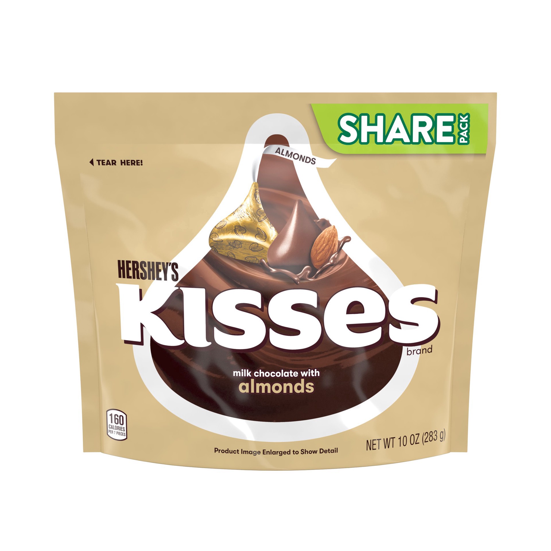 slide 1 of 7, Hershey's Kisses Milk Chocolate with Almonds Candy Share Pack, 8.7 oz, 8.7 oz