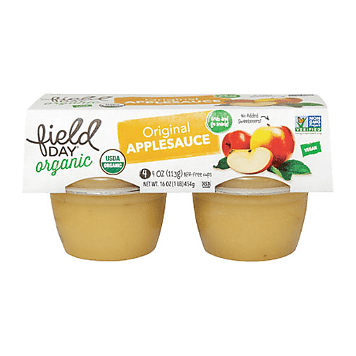 slide 1 of 1, Field Day Organic Original Applesauce 4 - 4 oz Cups, 4 ct; 4 oz