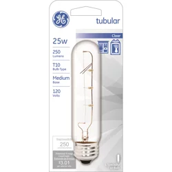 GE 25 Watts Clear Tubular Light Bulb 1 ea
