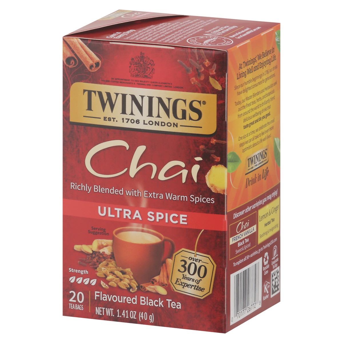 slide 3 of 9, Twinings Chai Ultra Spice Flavoured Black Tea 20 Tea Bags, 20 ct