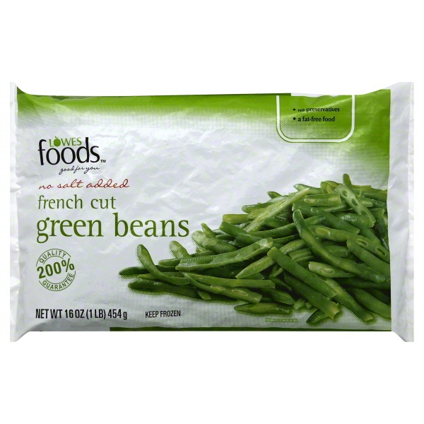 slide 1 of 1, Lowes Foods French Cut Green Beans No Salt Added, 16 oz