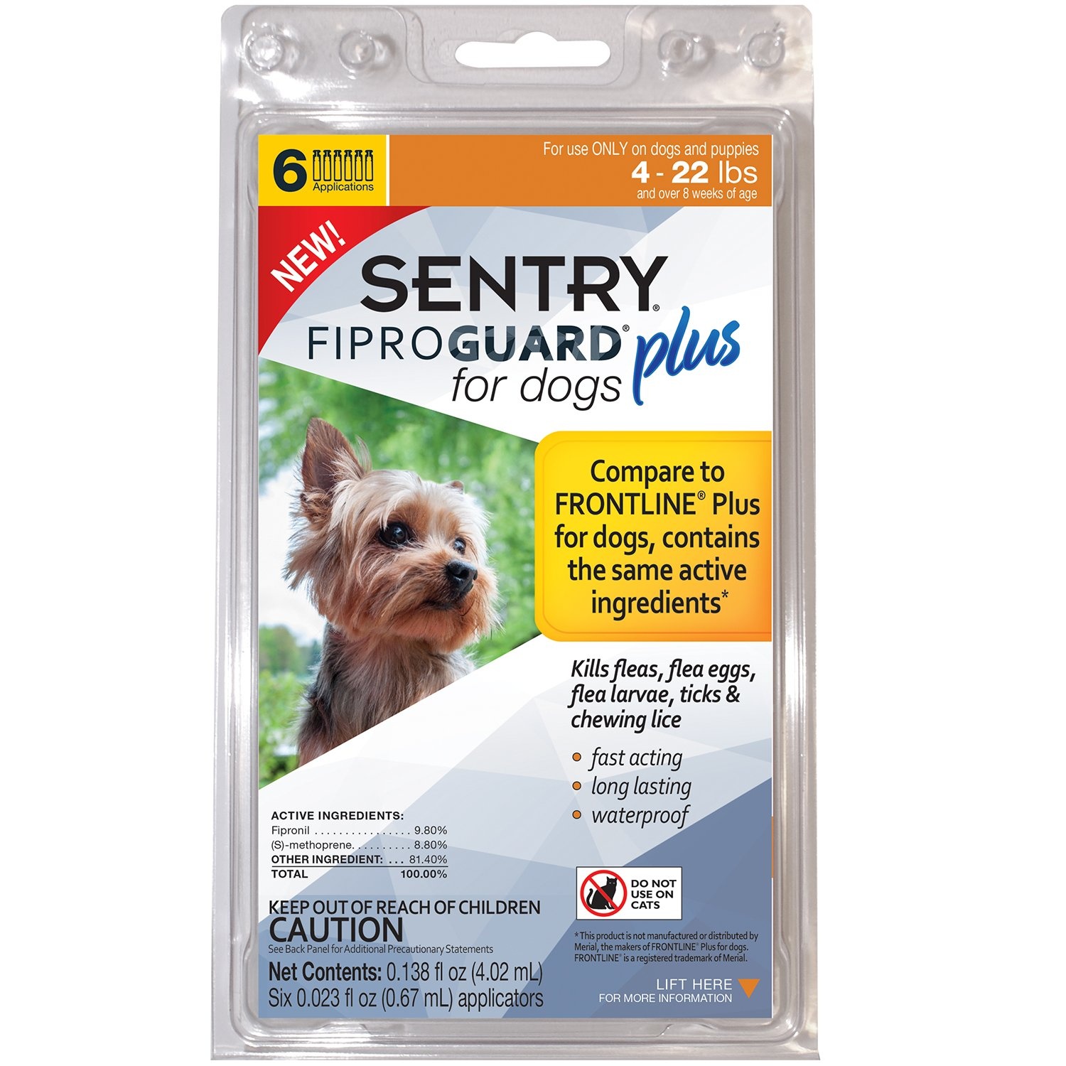 Sentry FIPROGUARD PLUS for Dogs Puppies 4 22 lbs. Topical Flea