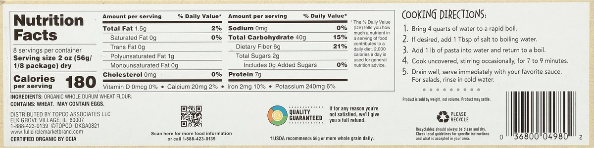 slide 5 of 9, Full Circle Market Full Circle Wheat Spaghetti, 16 oz