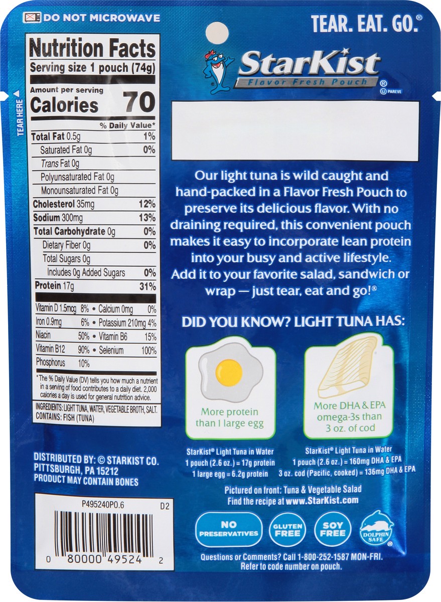 slide 3 of 9, StarKist Wild Caught Light Tuna in Water 2.6 oz, 2.6 oz