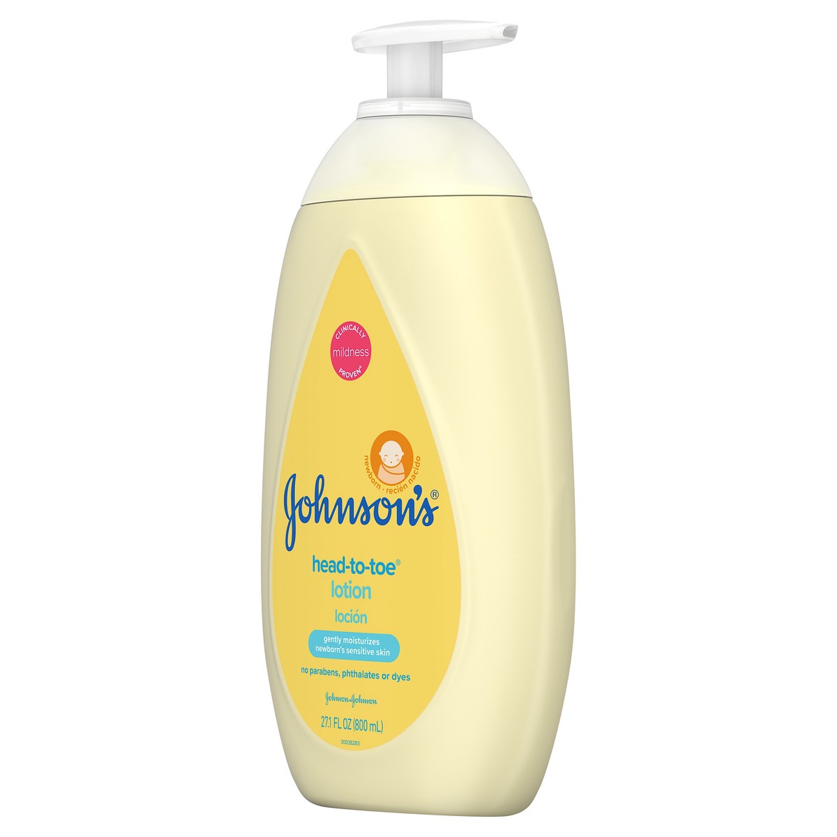 slide 3 of 7, Johnson's Head-to-Toe Moisturizing Baby Body Lotion for Sensitive Skin, Hypoallergenic and Paraben-, Phthalate- and Dye-Free Baby Skin Care, 27.1 fl. oz, 27.10 fl oz