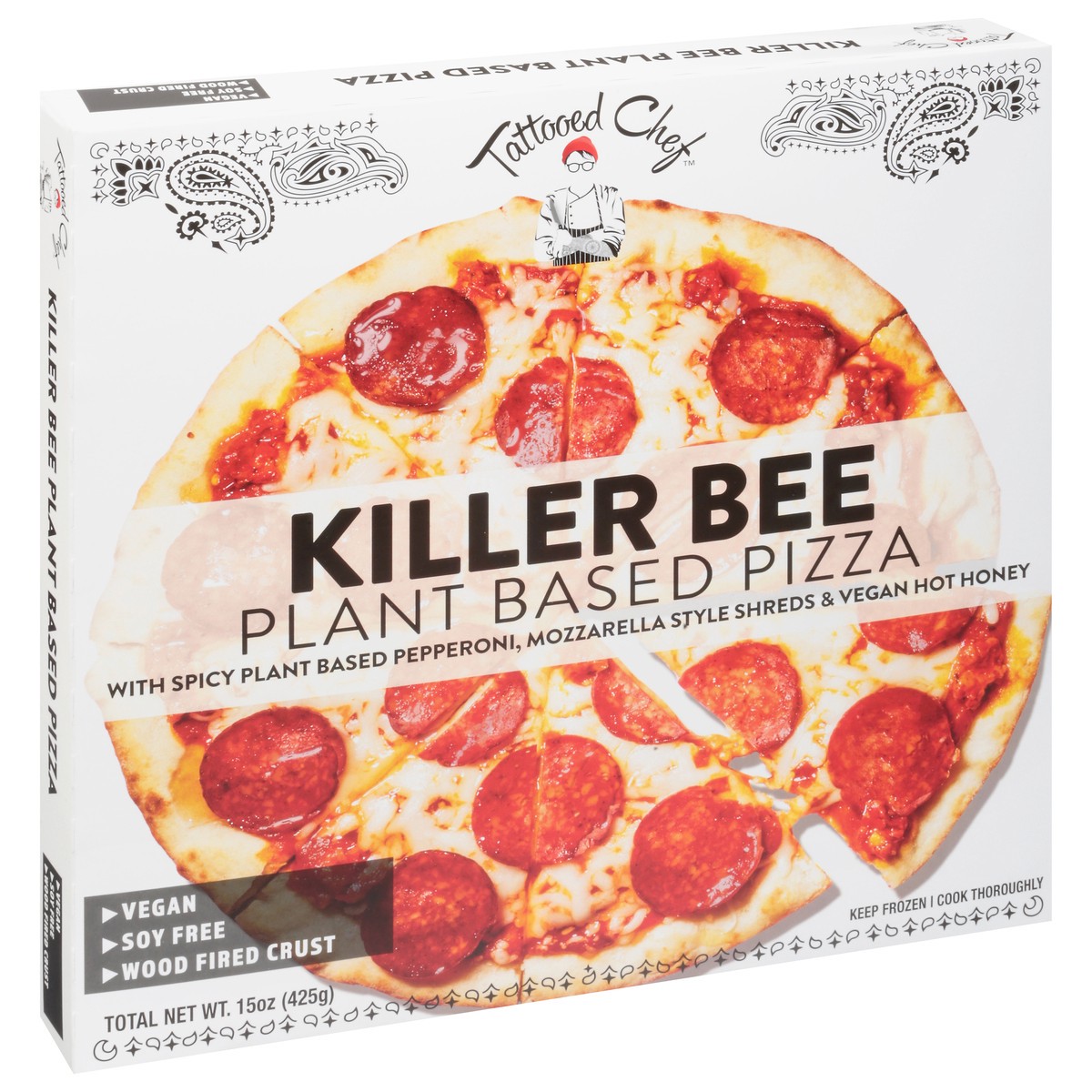 slide 2 of 9, Tattooed Chef Wood Fire Crust Plant Based Killer Bee Pizza 15 oz, 15 oz