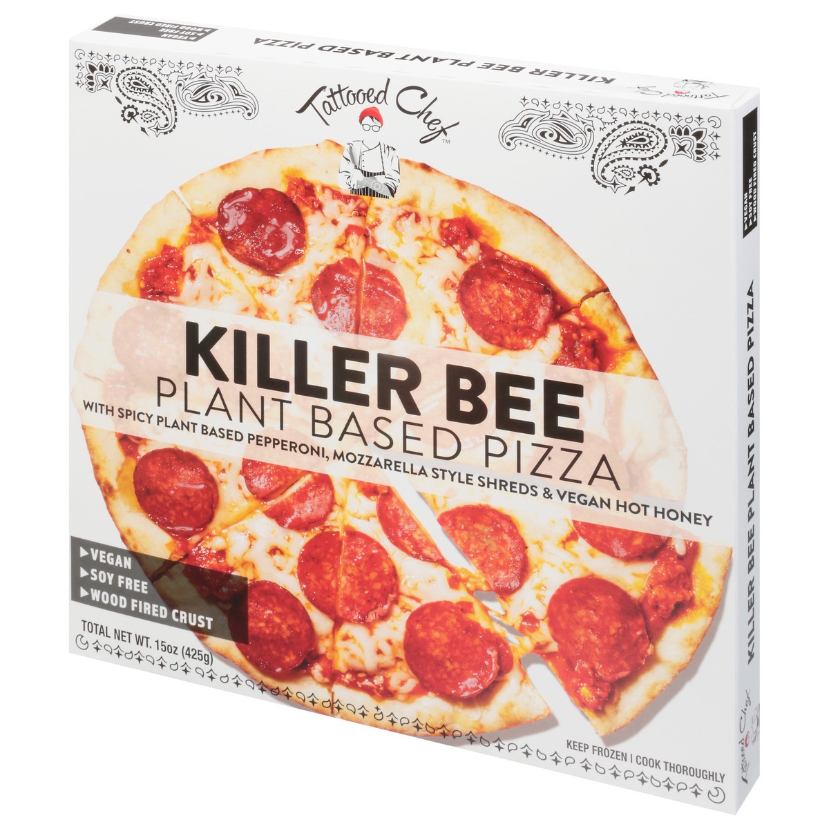 slide 3 of 9, Tattooed Chef Wood Fire Crust Plant Based Killer Bee Pizza 15 oz, 15 oz