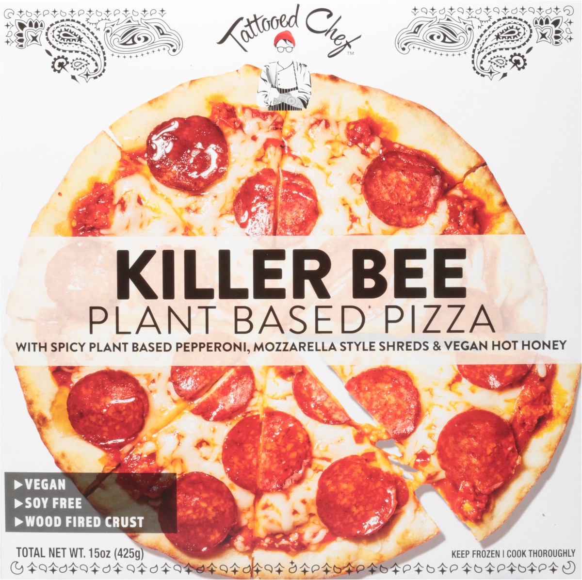 slide 6 of 9, Tattooed Chef Wood Fire Crust Plant Based Killer Bee Pizza 15 oz, 15 oz