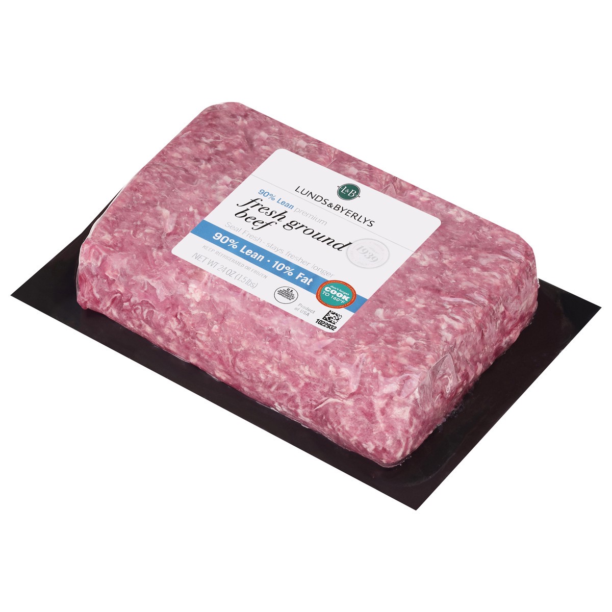 slide 3 of 4, Lunds & Byerlys 90%/10% Premium Fresh Ground Beef 24 oz, 24 oz