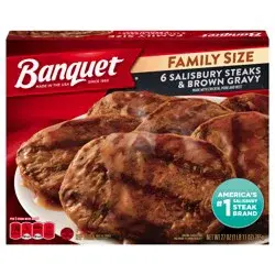 Banquet Family Size Salisbury Steaks and Brown Gravy, Frozen Meal, 27 oz.
